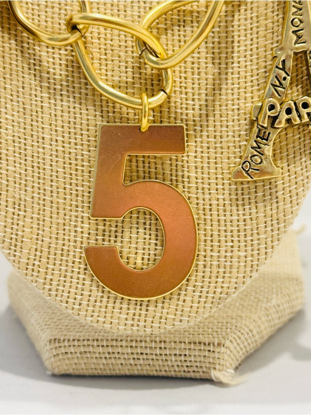 Yochi Gold-Tone Paris Charm Statement Necklace with Number 5 Pendant - Picture 2 of 6
